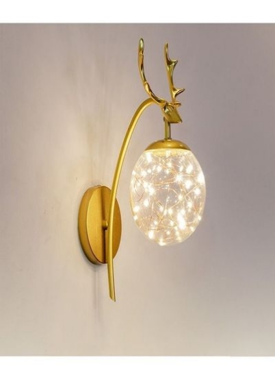 لامپ دیواری طلایی خلاقانه مدرن سر گوزن برای بالکن اتاق خواب اتاق نشیمن
