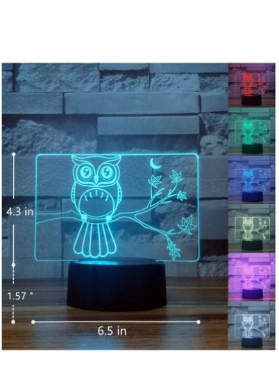 جغد 3D Illusion چراغ شب چند رنگ هدیه تولد 7/16 رنگ تغییر تدریجی سوئیچ لمسی تزئینات کریسمس چراغ های LED چراغ جغد ناز با کابل USB و پایه ABS