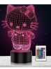 چراغ رومیزی سه بعدی ال ای دی نور شب 16 رنگ چراغ های توهم نوری Hello Kitty 8