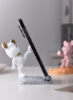 نگهدارنده تلفن همراه خرس غم انگیز پایه تلفن همراه زیبا دکور میز اداری خانگی سازگار با تمام گوشی های هوشمند رزین سفید High Kick