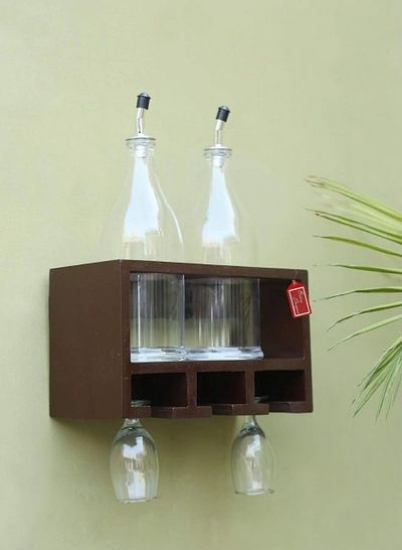 قفسه بطری چوبی منحصر به فرد، قفسه های دیواری جای 2 بطری