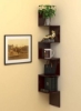 قفسه دیواری گوشه شناور چوبی چوبی فانتزی زیگزاگی قفسه دیواری قهوه ای