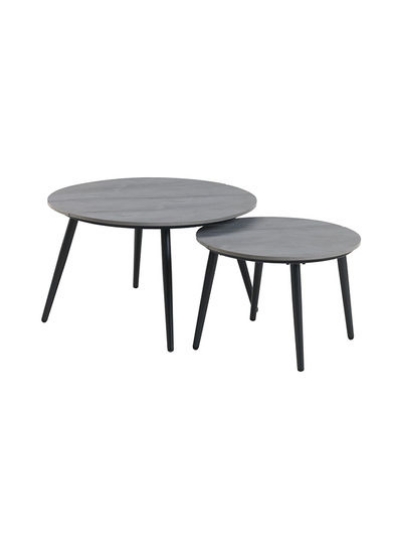 بسته 2 میز Vebbestrup میز بزرگ خاکستری/مشکی: 72x43، میز کوچک: 54x37 سانتی متر