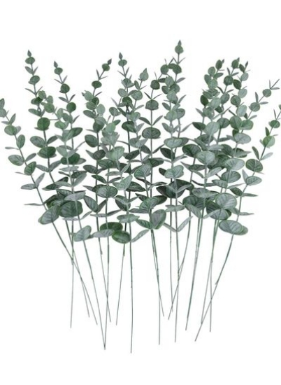 برگ های اکالیپتوس 20 عدد ساقه های مصنوعی ساقه های خاکستری واقعی، شاخه های لمسی سبز برای دفتر خانه مرکزی تزئین گل ضیافت عروسی