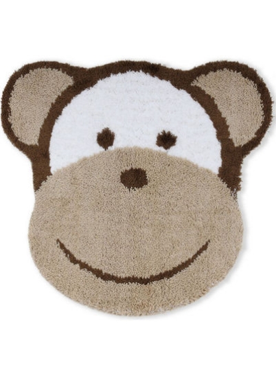 فرش حمام کودک صورت میمون قهوه ای/بژ/سفید 60x60x2 سانتی متر