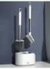 برس توالت و نگهدارنده سیلیکونی با ست اسکرابرهای پرز برای تمیز کردن حمام برس توالت بدون زنگ و بدون لغزش دسته بلند