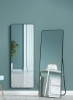آینه تمام قد مدرن ایستاده آویزان یا تکیه به دیوار آینه مستطیلی بزرگ آینه کف اتاق خواب آینه پانسمان آینه دیواری، قاب مشکی نازک آلیاژ آلومینیوم 40x150cm نوع B