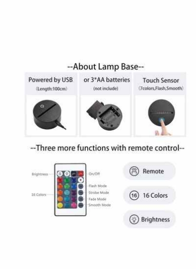 چند رنگ ارکیده 3 بعدی نور شب چراغ LED دکوراسیون منزل 7/16 تبدیل رنگ کنترل از راه دور USB لمسی سوغاتی هدیه جشن تولد کودکان برای دوستان