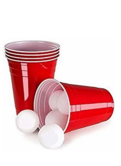 لیوان های پلاستیکی یکبار مصرف روزانه COOLBABY | فنجان های پلاستیکی قرمز جامد مهمانی پلاستیکی قرمز جامد جشن تولد برای همه مناسبت ها، فنجان های 16 اونس (50 فنجان + 4 توپ)