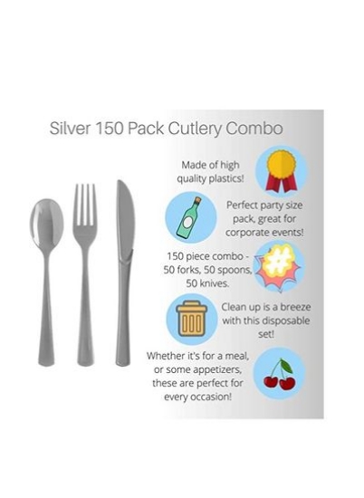 ست کارد و چنگال سنگین شامل 50 قاشق چنگال پلاستیکی و چاقو (هر کدام 50 عدد) بسته مهمانی عالی برای همه موارد