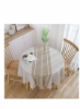 پارچه رومیزی ساده و مد کاور میز کتانی منگوله ای برای ناهارخوری آشپزخانه رومیزی بدون چروک (قهوه، 60 در گرد)