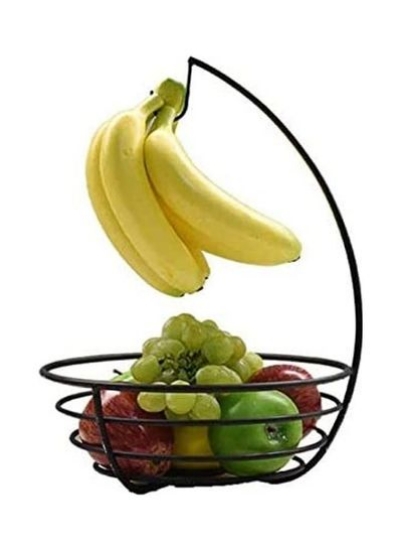 سبد میوه با قلاب موز مشکی 20 x 10 x 30 سانتی متر
