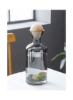 گلدان صاف شیشه ای رترو نوردیک با درپوش چوبی خاکستری 10x24.5 سانتی متر