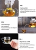ست چای شیشه ای- قوری بوروسیلیکات با گرم کننده چای شکل قلب و 4 فنجان چای
