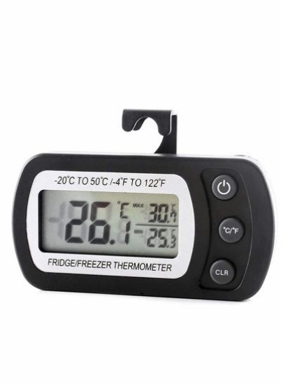 یخچال با فریزر یخچال و فریزر دماسنج یخچال سیاه-2 بسته حداکثر عملکرد ضبط حداقل با نمایشگر LCD بزرگ ترمومتر