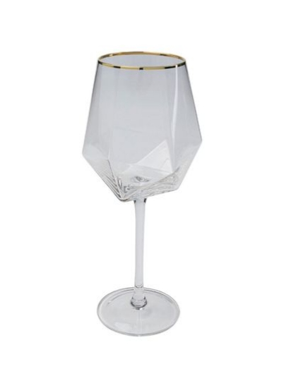 شیشه شراب الماس شفاف / لبه طلا