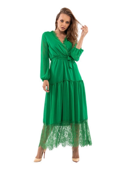 لباس توری طرح کلاسیک سبز