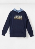 Teen Wordmark Print Hoodie Navy