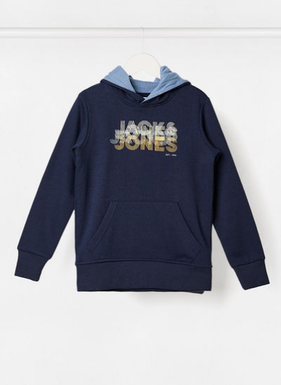 Teen Wordmark Print Hoodie Navy