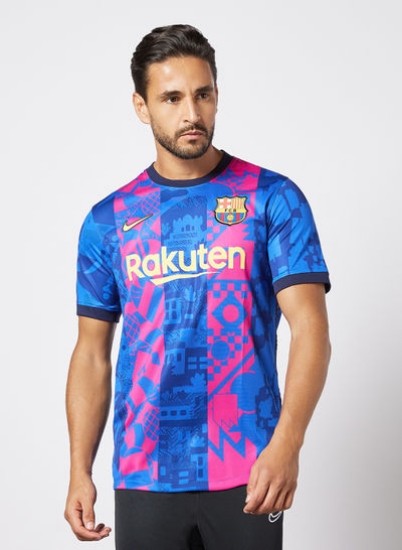 FC Barcelona 2021/22 Stadium Third Dri-FIT فوتبال تی شرت آبی