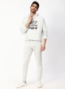هودی پرینت راحتی مردانه با جیب جلو و آستین بلند هدر خاکستری
