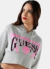 Front Logo Fleece Pullover Light Heather Grey/Black/Pink