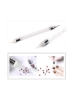 قلم نقطه‌ای طراحی ناخن دو انتها سفید/شفاف/صورتی