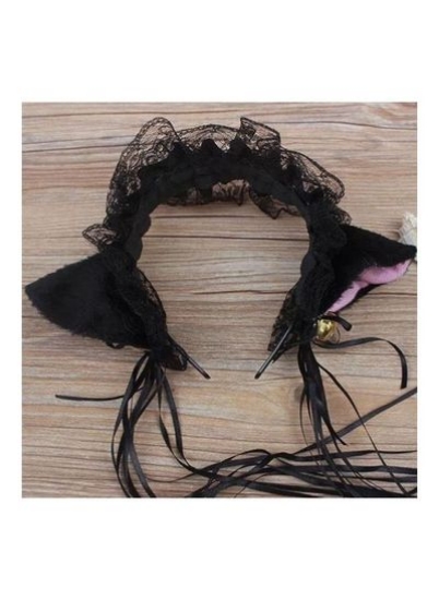 گوش‌های توری ناز هدبند مو زنانه اکسسوری مشکی