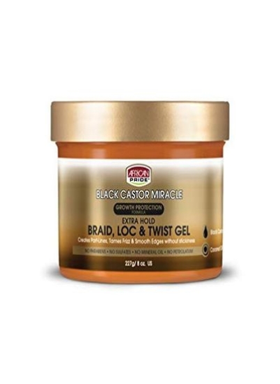 Black Castor Miracle Extra Hold Braid Loc Twist Gel (3 بسته) Tames Frizz &amp; Controls لبه ها بدون پارابن بدون سولفات بدون روغن معدنی بدون پترولاتوم حاوی کرچک سیاه و روغن نارگیل 8 اونس