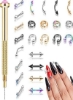25 تکه ناخن آرت آویزان با ابزار سوراخ کردن ناخن حلقه های جواهری ناخن سوراخ شده لوازم هنر برای نکات تزئینات ژل اکریلیک رنگ مخلوط