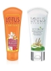 Herbals Safe Sun UV Screen Matte ژل SPF 50 با اسکراب سفید کننده پوست Lotus Herbals White Glow بلغور جو دوسر و ماست 200 گرم