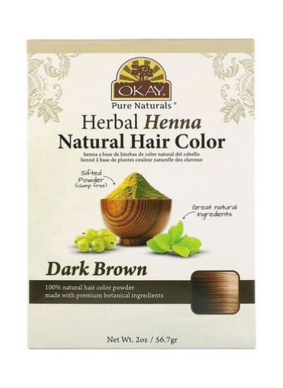 رنگ موی طبیعی Okay Pure Naturals گیاهی حنا قهوه ای تیره 2 اونس (56.7 گرم) 56 گرم