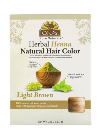 رنگ موی طبیعی Okay Pure Naturals گیاهی حنا قهوه ای روشن 2 اونس (56.7 گرم) 56 گرم