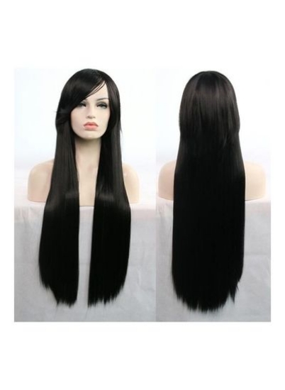 انیمه Cosplay Role Wig COS Harajuku Style Long Straight Hair Black 80cm