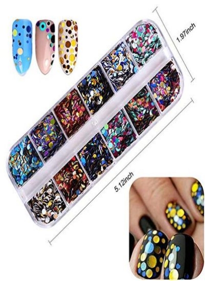 Ors Nail Sequins Fitdon Nail Art Flake Nail Glitter Paillette ترکیبی گرد نازک و درخشان سه بعدی استیکرهای ناخن آرت مانیکور میکاپ تزئینات برگردان های DIY