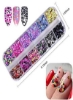 Ors Nail Sequins Fitdon Nail Art Flake Nail Glitter Paillette ترکیبی گرد نازک و درخشان سه بعدی استیکرهای ناخن آرت مانیکور میکاپ تزئینات برگردان های DIY