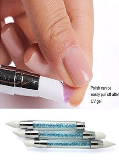 ست قلم موی قلم اکریلیک سیلیکونی هنر ناخن 2 راه 3 عدد برس حکاکی مجسمه طراحی بدلیجات آبی برای جلوه های سه بعدی شکل دادن به ابزارهای نقطه گذاری