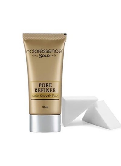 Pore Refiner Pre Makeup Base Gold Range مات ساتن پرایمر ضد آب، 30 میلی لیتر - با مجموعه رایگان 2 اسفنج ترکیبی