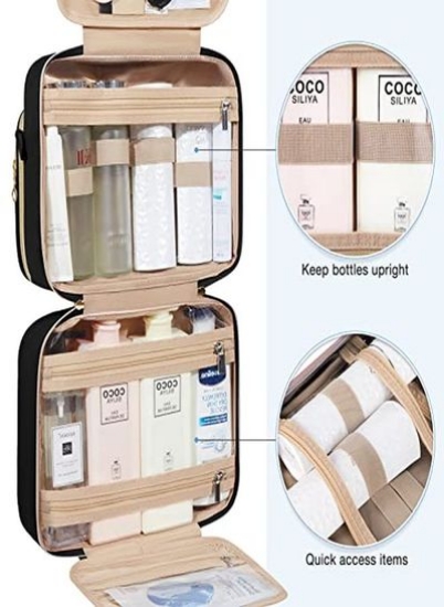 کیف، کیف لوازم آرایشی مسافرتی Bagsmart برای زنان، کیف آرایشی ضد آب، سازمان دهنده سفر با ظرفیت بالا برای لوازم آرایشی و بهداشتی با اندازه کامل