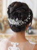 نقره عروسی گل موی تاک مروارید عروس هدبند عروس اکسسوری کریستالی موی زنانه (نقره ای)