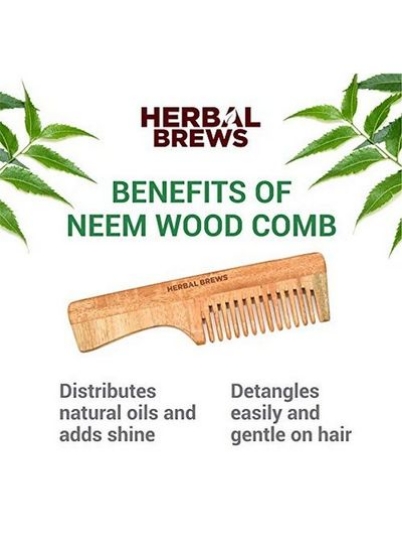 شانه چوبی زنانه و مردانه Desi Neem | رشد مو | شوره سر ضد باکتری و شانه حالت دهنده مو | دست ساز (ست 3 تایی)
