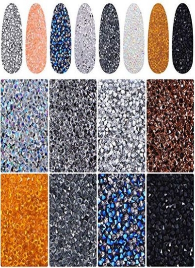 11520 قطعه مینی کریستال بدلیجات هنری ناخن Micro Pixie 1.2 میلی متری سنگ های قیمتی کریستال سنگ های شنی شیشه ای بدلیجات شن و ماسه ای برای آرت ناخن برای دکوراسیون سالن زیبایی خانه فایورز