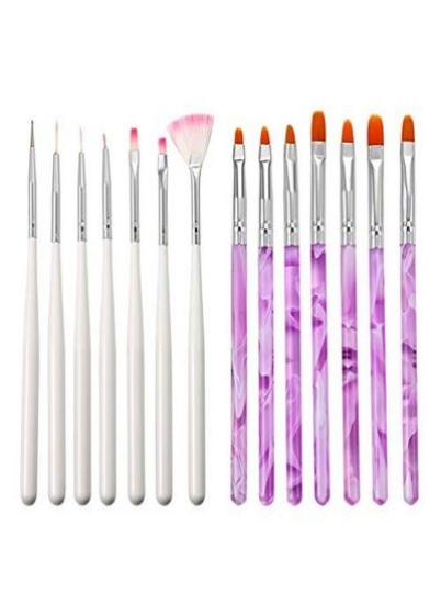 14 عدد ست برس ناخن اکریلیک حرفه ای ژل UV Fase Nail Art نکات هنر ناخن Builder Brush Pen Paining Nail Powder Flakes Brush پاک کننده گرد و غبار برای استفاده در منزل و سالن