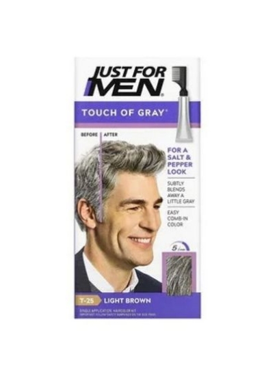 فقط برای مردان Touch of Grey Comb-In Hair Color قهوه ای روشن T-25 1.4 اونس 40 گرم