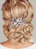 شانه مو عروس لوازم جانبی مو با مهره و بدلیجات زنانه (نقره ای)