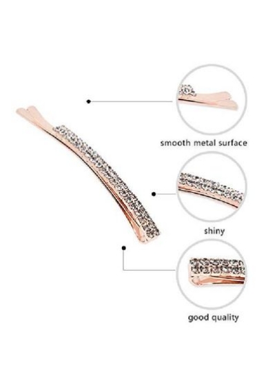 4 بسته دو ردیفه کریستال شفاف کریستال قیچی بابی سنجاق گیره تزیینات سنجاق مو فلزی مد برای دختر خانم ها (رزگلد)