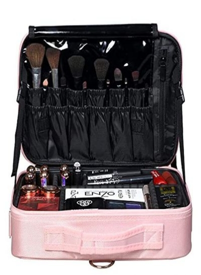 کیف سازمان‌دهنده لوازم آرایش حرفه‌ای نایلونی با محفظه قابل تنظیم (رزگلد، متوسط - (34L X 23B X 12H سانتی‌متر))