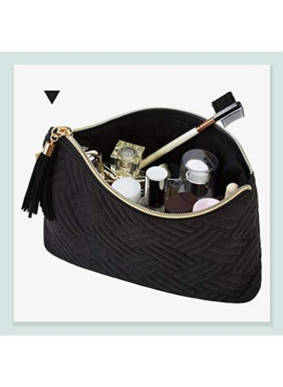 کیف اسمتیک، کیف‌های آرایشی شیک و جادار، هدایای عالی برای زنان، هدایای سازمان‌دهنده لوازم کیف لوازم بهداشتی ضدآب مسافرتی (مشکی-۱ عدد)