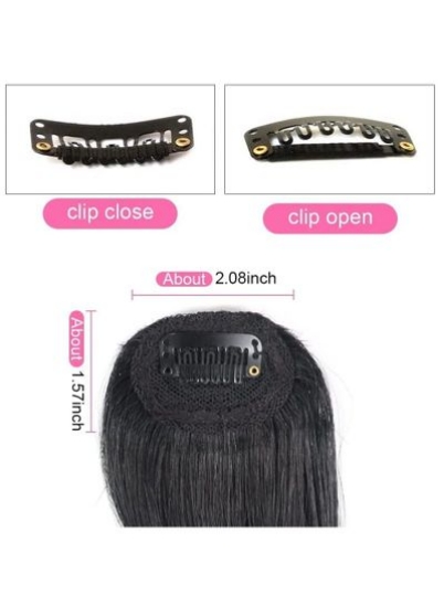 Estelle 2 Pieces Wave Side Bangs in Bangs Real Human Hair Wave Fringe Hair Extensions Jet Black