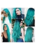 اکستنشن مو رنگی 22 اینچی مدل موی صاف، گیره هایلایت های چند رنگ مهمانی در اکستنشن مو مصنوعی دخترانه دخترانه (10 عدد آبی سبز آبی)